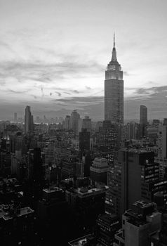 New York City midtown skyline at dark