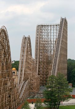 Roller coaster in an amusement park, in USA