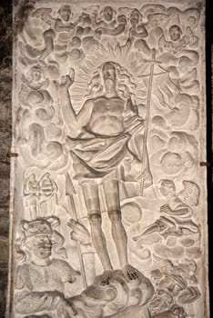 The ancient image of the Lord on a stone in a dominican monastery