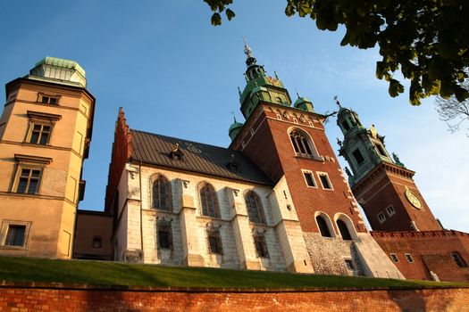 Close-up of royal cathedral in Castle Wawel