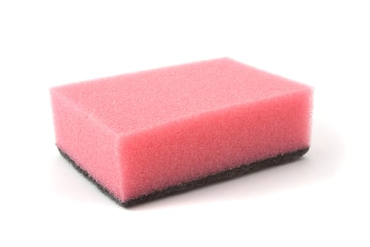 pink sponge for washing dishes on a white background
����