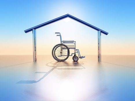 a wheelchair into a house structure