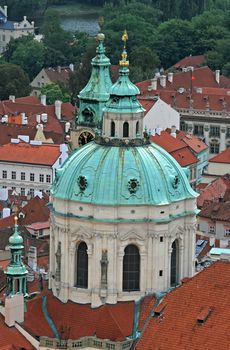 The aerial view of Prague City from Petrin Hill