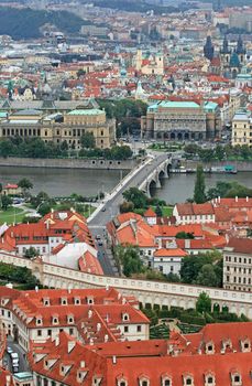 The aerial view of Prague City from Petrin Hill