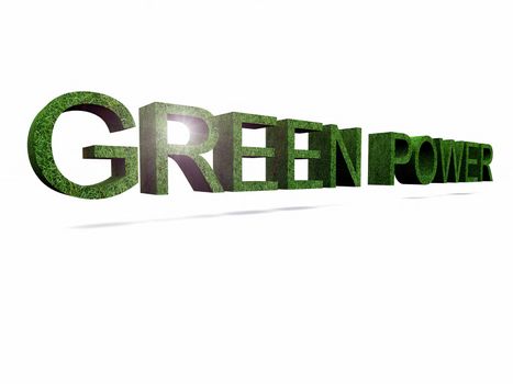 the word green power in 3 D letters