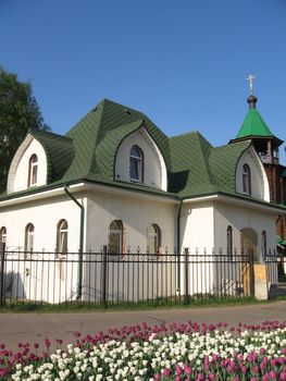 Sunday church school for children at Moscow at spring day