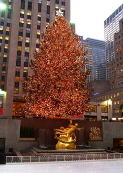 Christmas tree lighting at Rockefeller Center in NYC