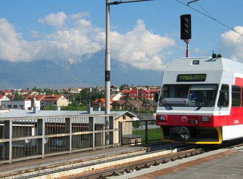 Train of Tatran raiload in Poprad town, Slovakia