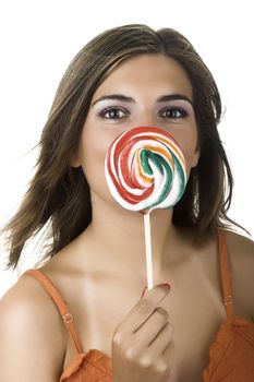 Lollypop Girl - Beautiful woman with a candy in the hands