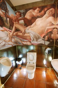 Beautiful toilet room in rich hotel