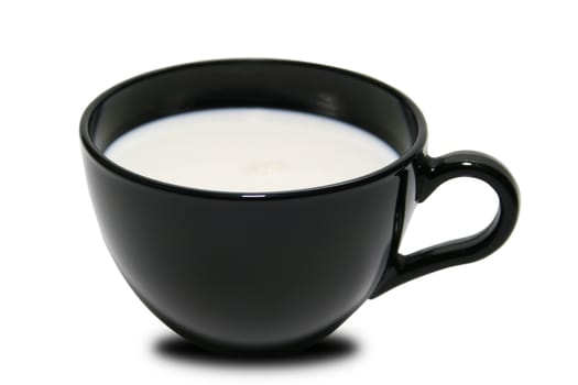 Cup with milk on a white background