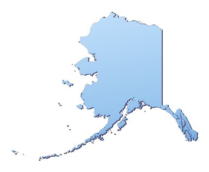 Alaska(USA) map filled with light blue gradient. High resolution. Mercator projection.