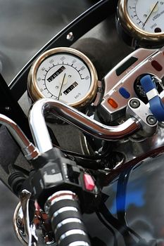 Speedometer and tachometer of a sports motorcycle