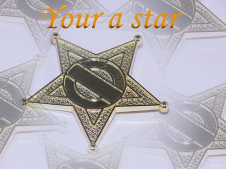 Gold star on kalidascope background