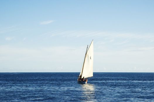 Sailing boat in open sea