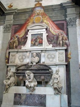 Michelangelo's Tomb located inside in Santa Croce Church, Florence, Italy.