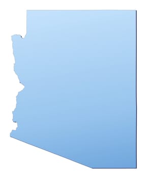 Arizona(USA) map filled with light blue gradient. High resolution. Mercator projection.