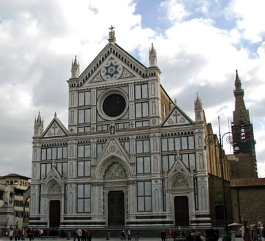 A view of Santa Croce Church in Florence, Italy.