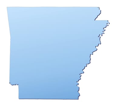 Arkansas(USA) map filled with light blue gradient. High resolution. Mercator projection.