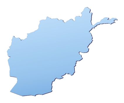Afghanistan map filled with light blue gradient. High resolution. Mercator projection.