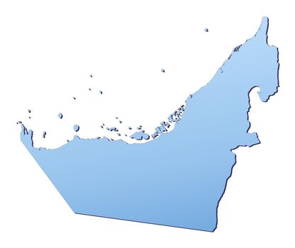 United Arab Emirates map filled with light blue gradient. High resolution. Mercator projection.
