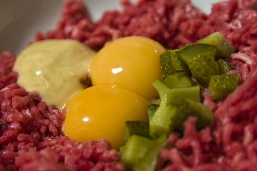 Closeup of a steak tartare dish