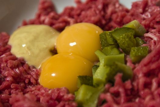 Closeup of a steak tartare dish