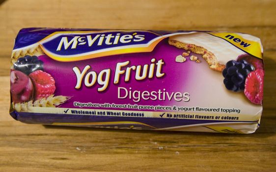 Yog fruit biscuits in its packaging
