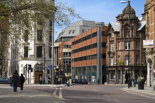 Manchester city center, Albert square and John Dalton Street