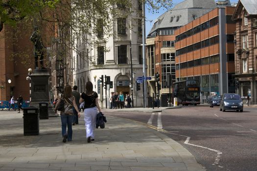 Manchester city center, Albert square and John Dalton Street