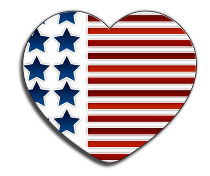 A love heart in the style of the stars and stripes