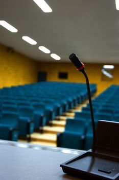 Microphone in an empty auditorium