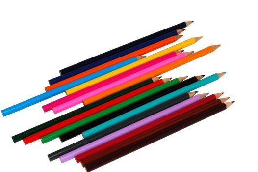 colored pencils isolated on the white background