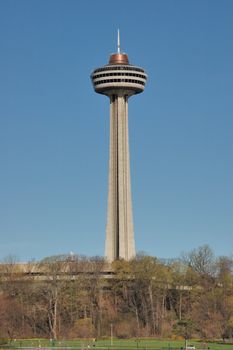Skylon Tower Niagara Falls as seen from the American side of Niagara Falls.

