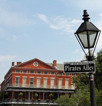 A street sign in New Orleans, Louisiana - Pirates Alley.
