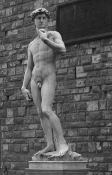 a sculpture in florance in black and white