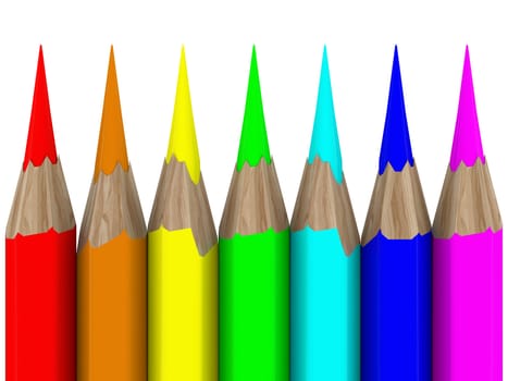 Set of pencils on white background. Isolated 3D image