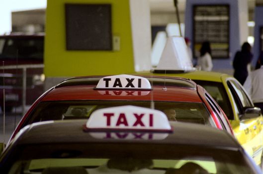 Taxis Lined up at Airport