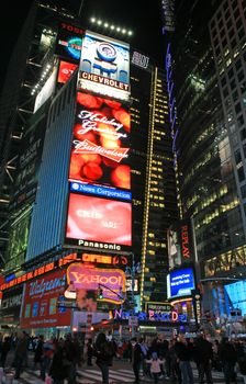 The Times Square in New York City at night