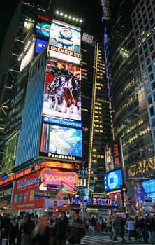 The Times Square in New York City at night