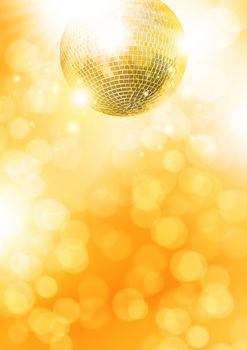 Gold disco-ball, graphic design illustration