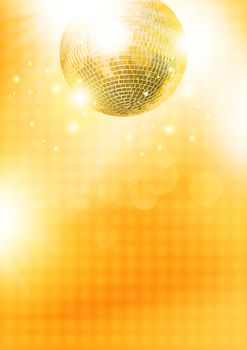 Gold disco-ball, graphic design illustration