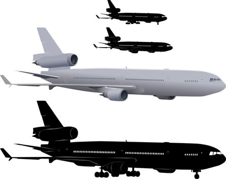 Illustration of three-engine passenger airliner McDonnell Douglas MD-11