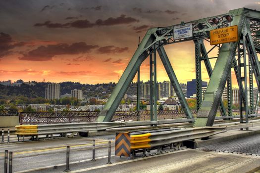 Hawthorne Bridge Over Willamette River Portland Oregon