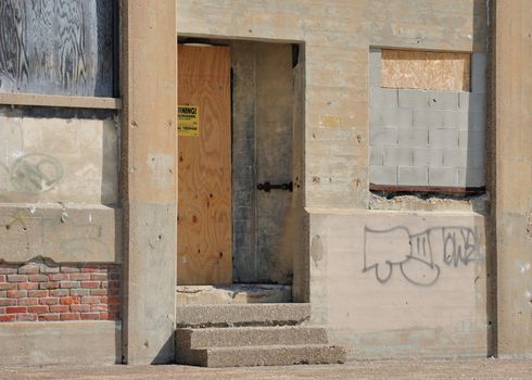 An abandoned building entrance in Niagara Falls New York.