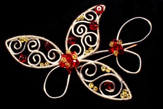 Charming wire red handmade brooch