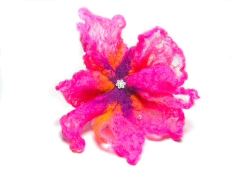 Handmade woolen felt pink flower