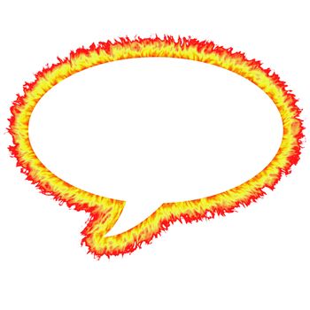 Fiery outlined speech bubble isolated in white