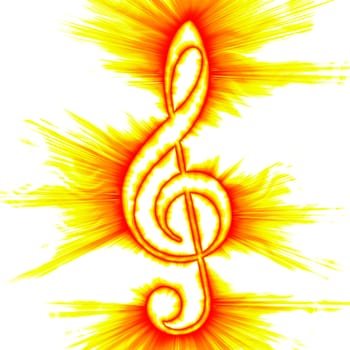 Abstract fiery outlined treble clef