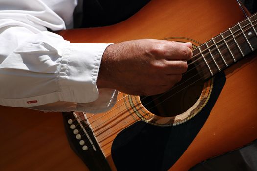 hand strumming a spanish guitar